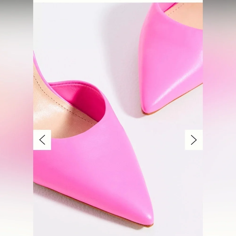 SCHUTZ Linara Neon Pink Leather Crystal Heels 5.5